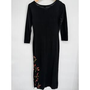 Peruvian Connection Sweater Dress Women S Dark Floral Embroidered Old Money